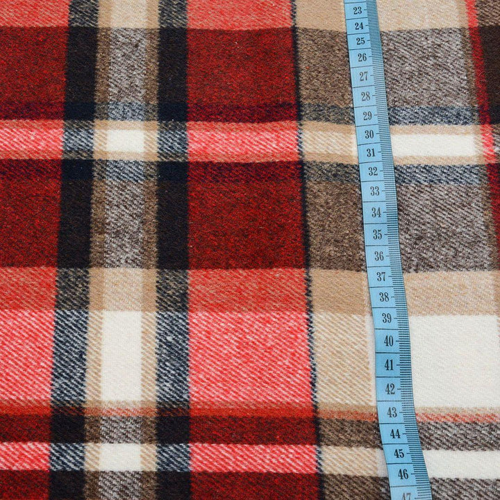 Wełna Drukowana Kratka Czerwona - Textil World
