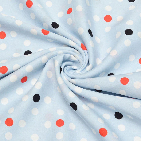 Wiskoza Drukowana Baby Blue Kropki Groszki - Textil World